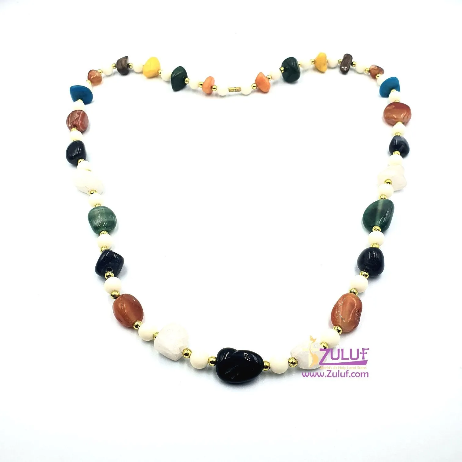  A Rare Special Holy Land Stones Necklace with Golden Spacers Very Unique Design natural Stones 70cm / 27.5 Inches Long - SPEC00