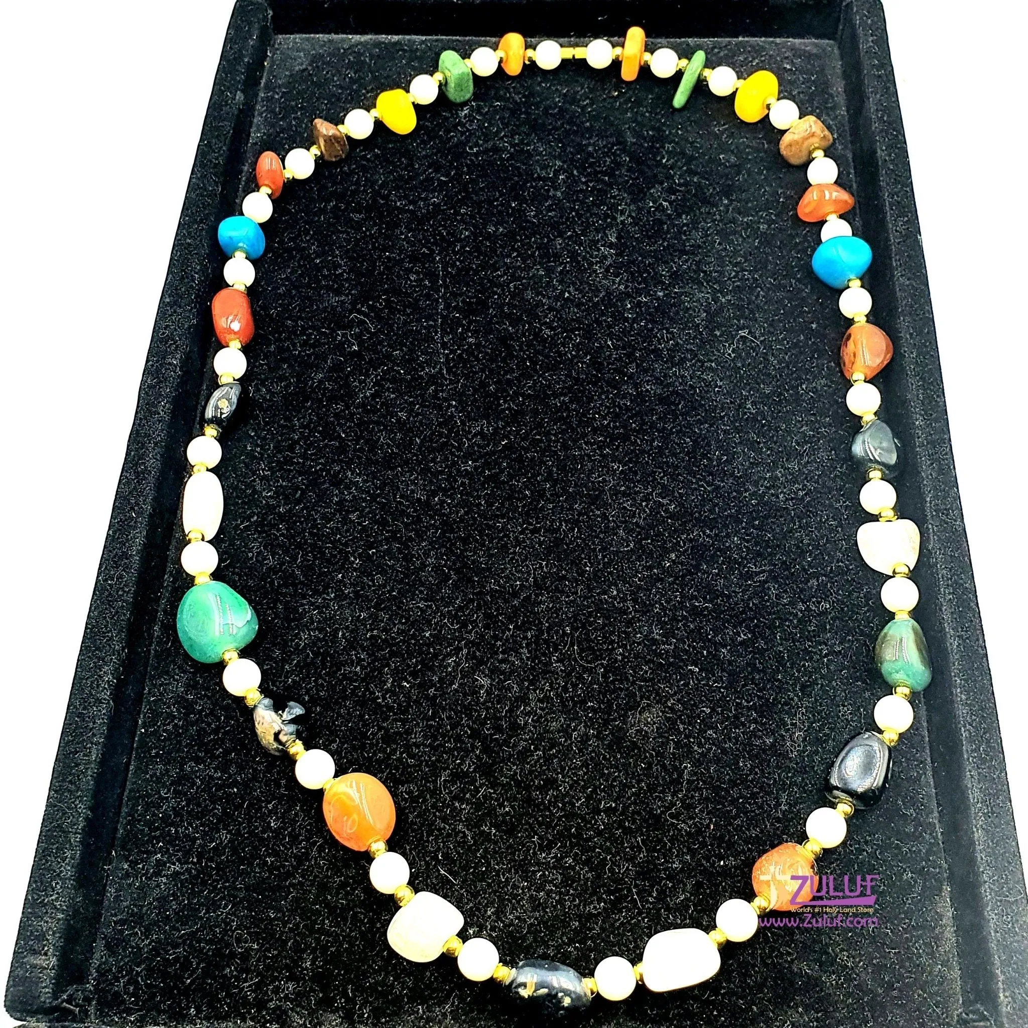  A Rare Special Holy Land Stones Necklace with Golden Spacers Very Unique Design natural Stones 70cm / 27.5 Inches Long - SPEC00