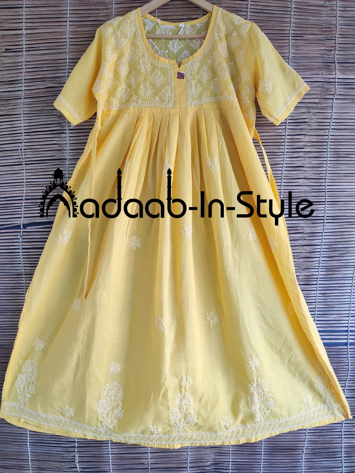 Aadaab-in-style  ,Very Comfy Cotton Nighty with fine hand chikankari work-MADH001Y