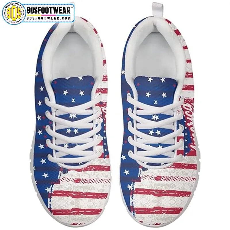 America American Flag Fitness Sneakers – USA Flag Stars & Stripes Running Shoes for 4th of July