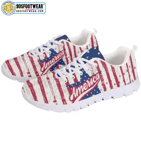 America American Flag Fitness Sneakers – USA Flag Stars & Stripes Running Shoes for 4th of July