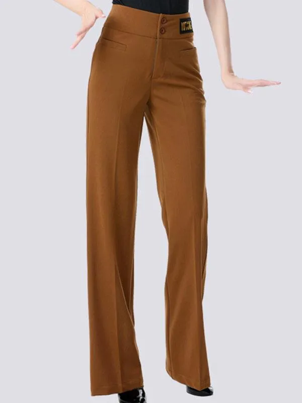 Ballroom Dance Costumes Coffee Brown Women's Polyester Pants Dance Dress