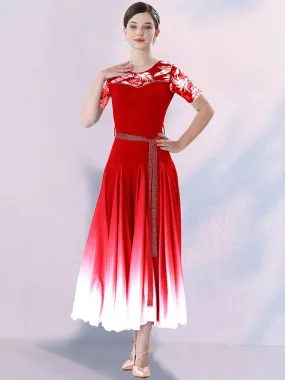 Ballroom Dance Costumes Ture Red Women's Lycra Spandex Dress Dance Dress