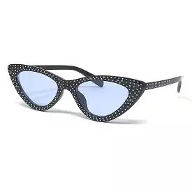 Black and White Polka Dot Blue Lense 1950s Vintage Sunglasses