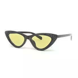 Black and White Polka Dot Yellow Lense 1950s Vintage Sunglasses