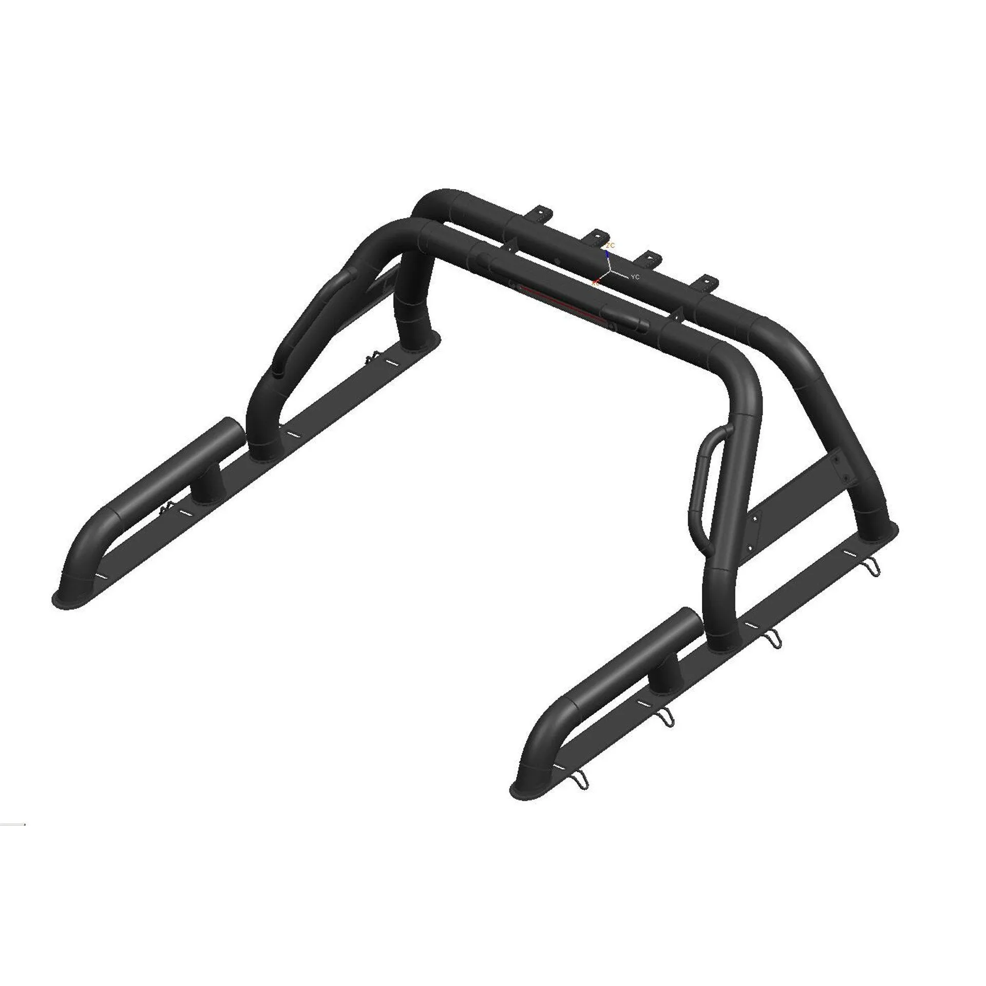 Black Long Arm Roll Bar with Grab Handle for the Nissan Navara D40 06-15