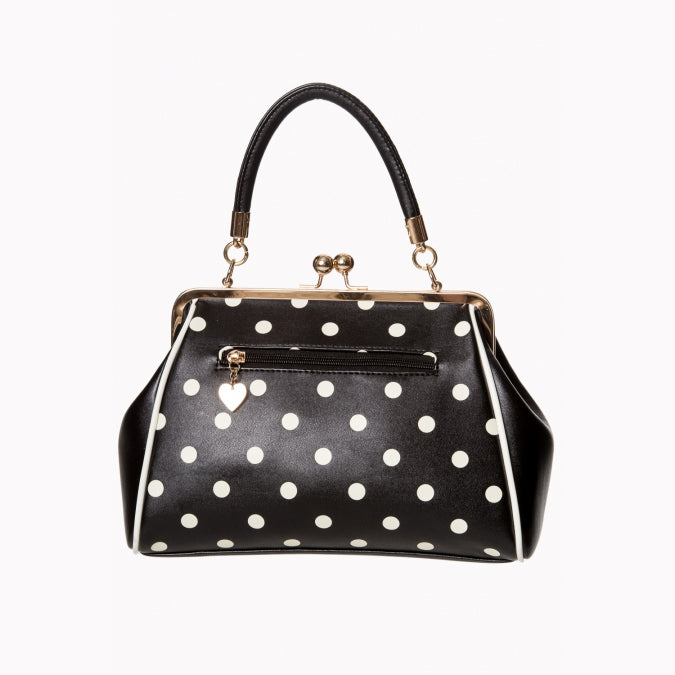 Black White Vintage Polka Dot Handbag