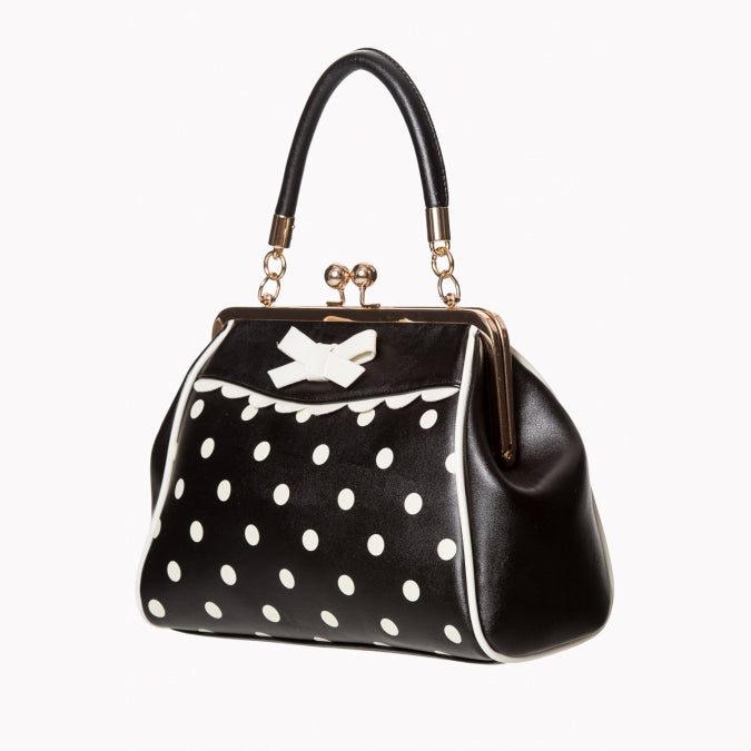 Black White Vintage Polka Dot Handbag