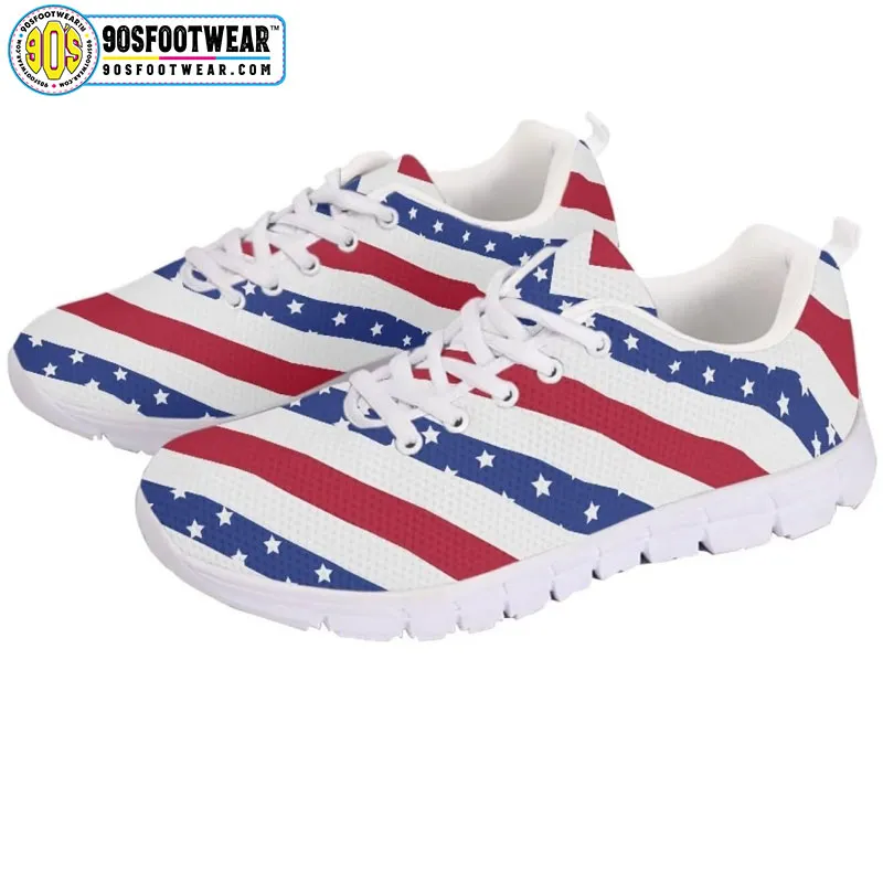 Blue American Flag Fitness Sneakers – USA Flag Stars & Stripes Running Shoes for 4th of July