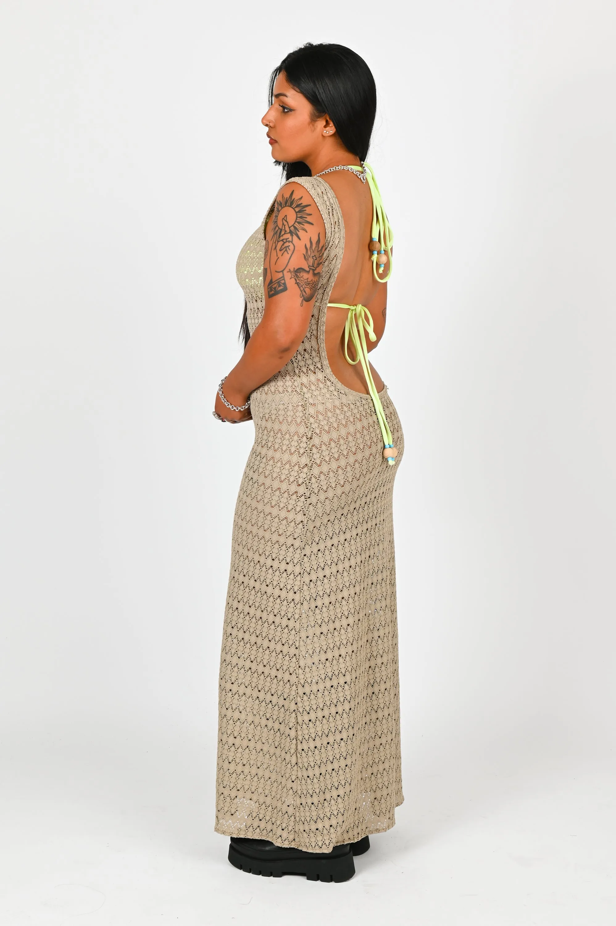 Bodicia B Backless Maxi in Sage Lace