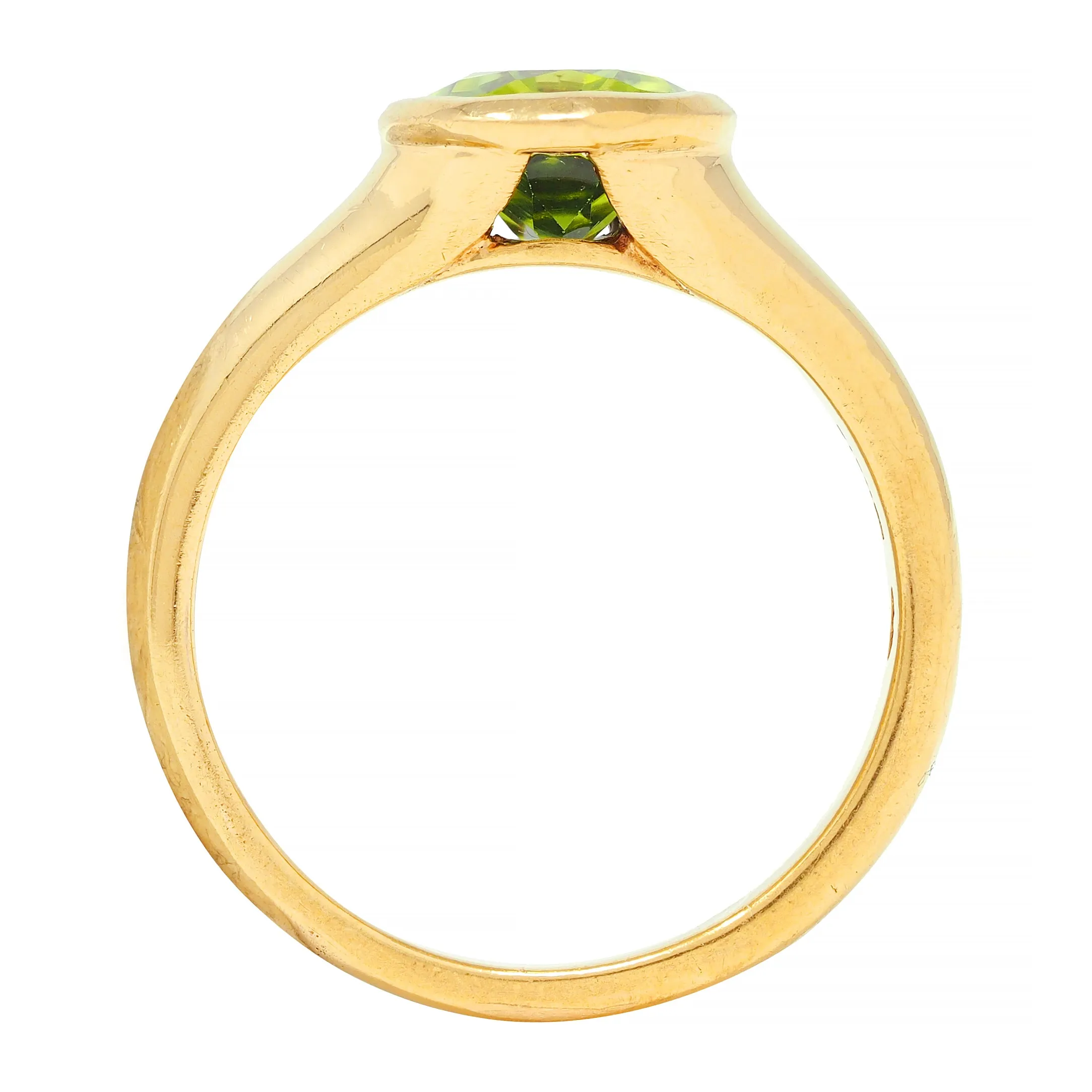 Bulgari 1990s Peridot 18 Karat Yellow Gold Vintage Bezel Ring