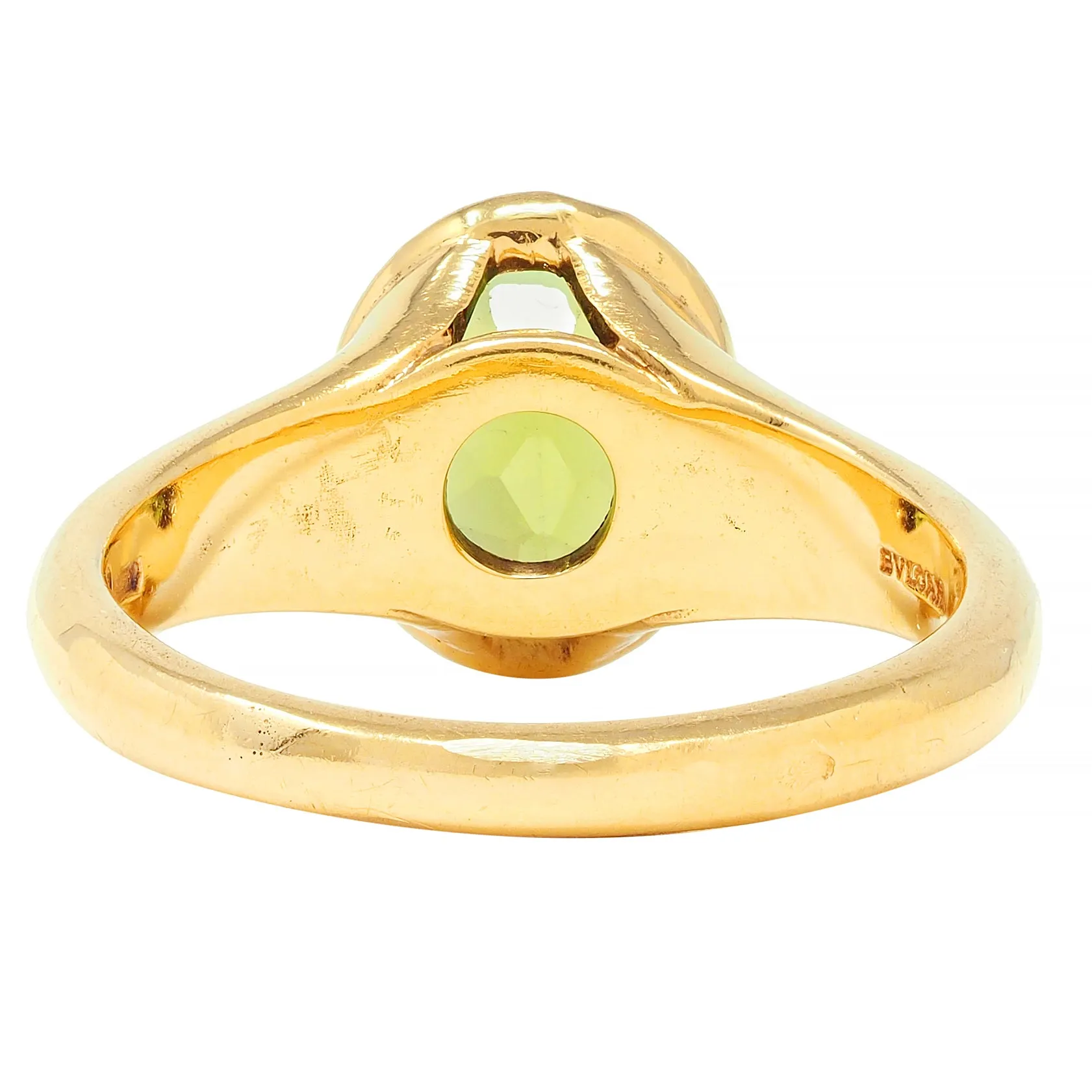 Bulgari 1990s Peridot 18 Karat Yellow Gold Vintage Bezel Ring