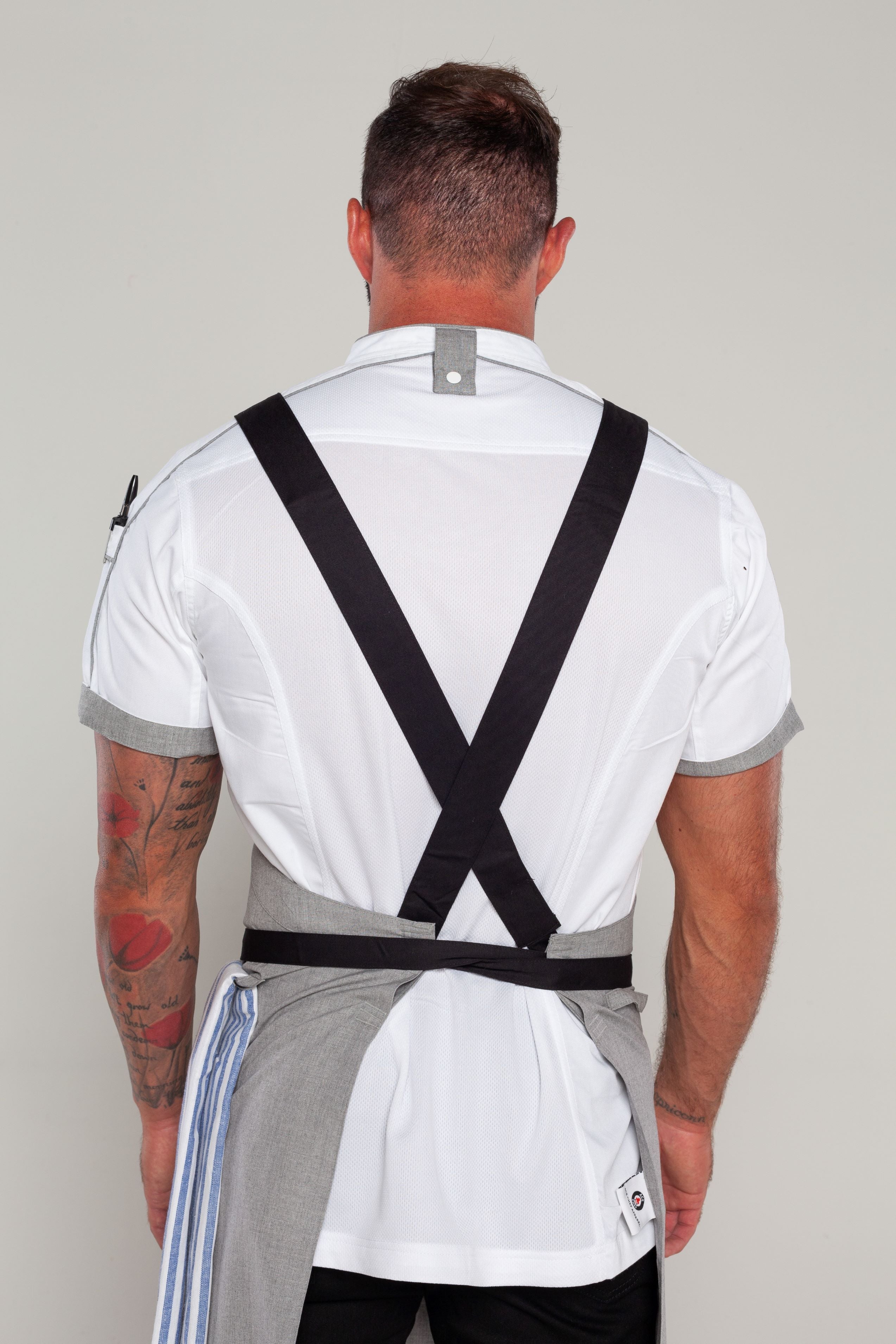 BYRON Crossover Chef apron Steel Grey with black straps