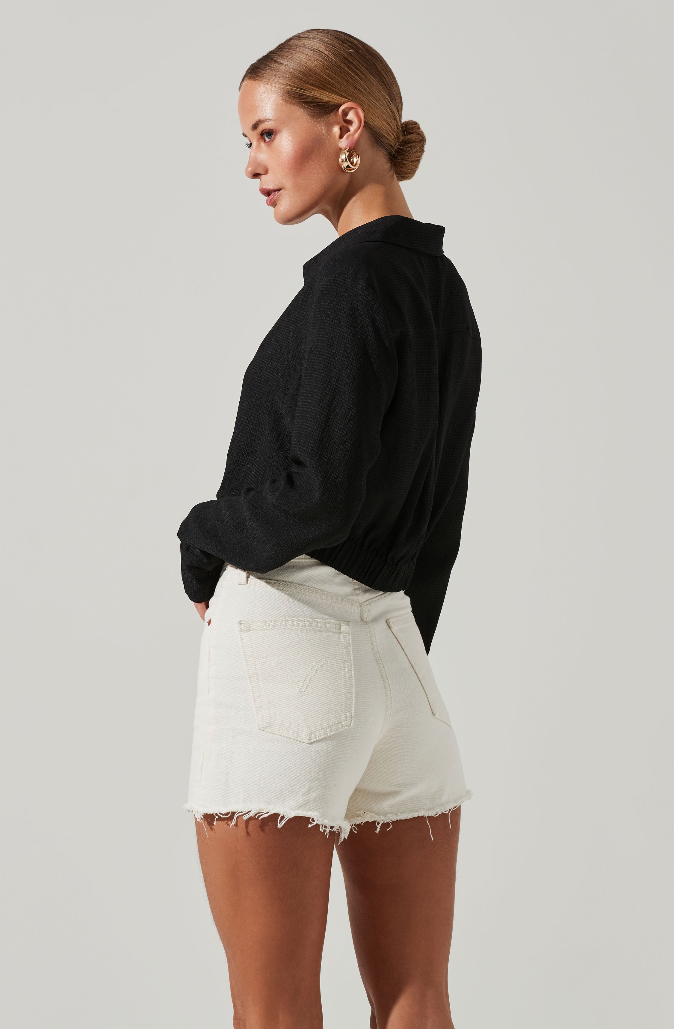 Camden Cropped Button Down Collared Top