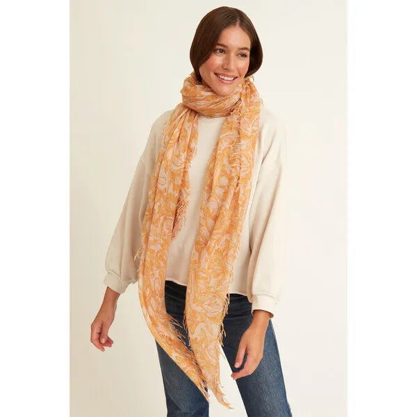 Chan Luu Marigold Free Bird Cashmere and Silk Scarf