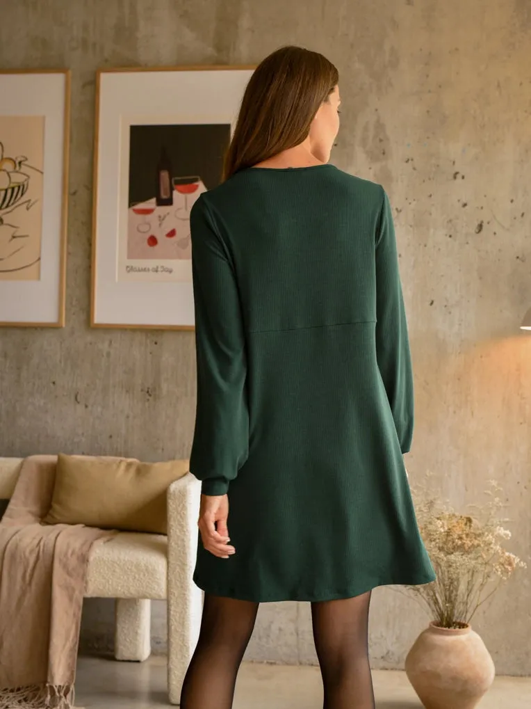 Charlotte Forest Green Rib Dress