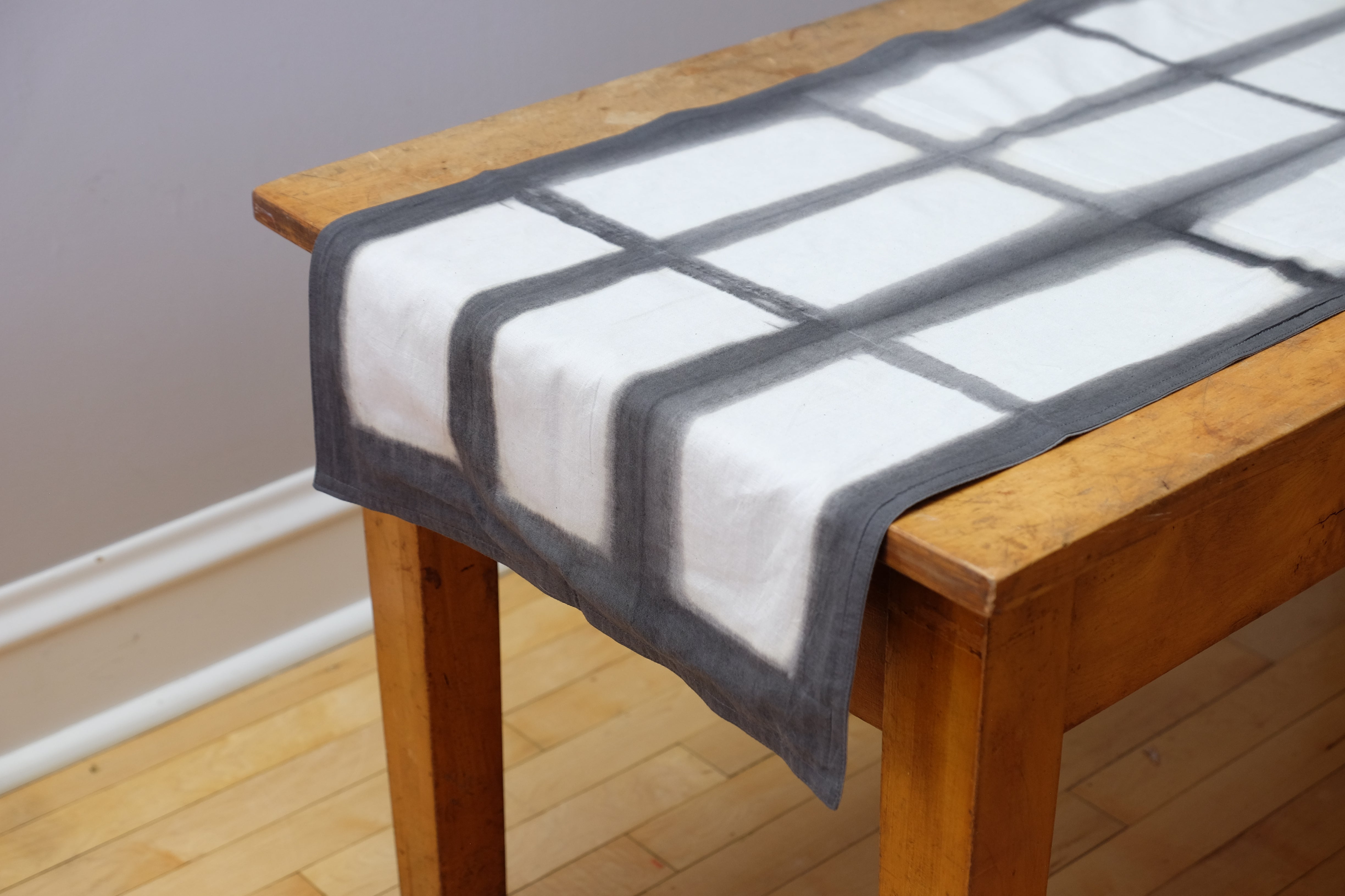 Chechi Rectangle Pattern Shibori  Reversible Table Runner