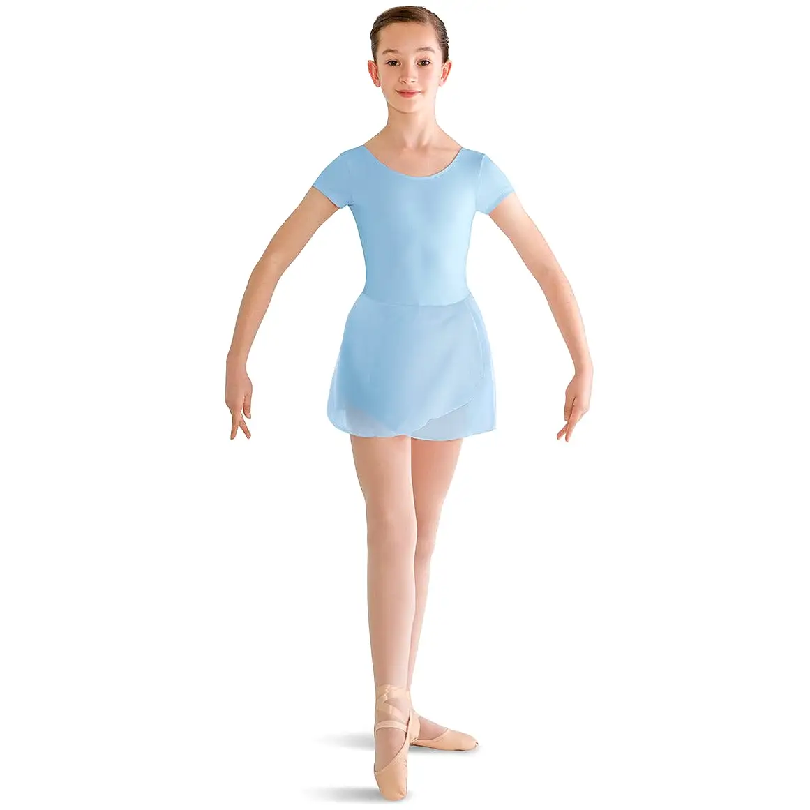 Child Basic Short Sleeve Dance Dress - Pastel Blue