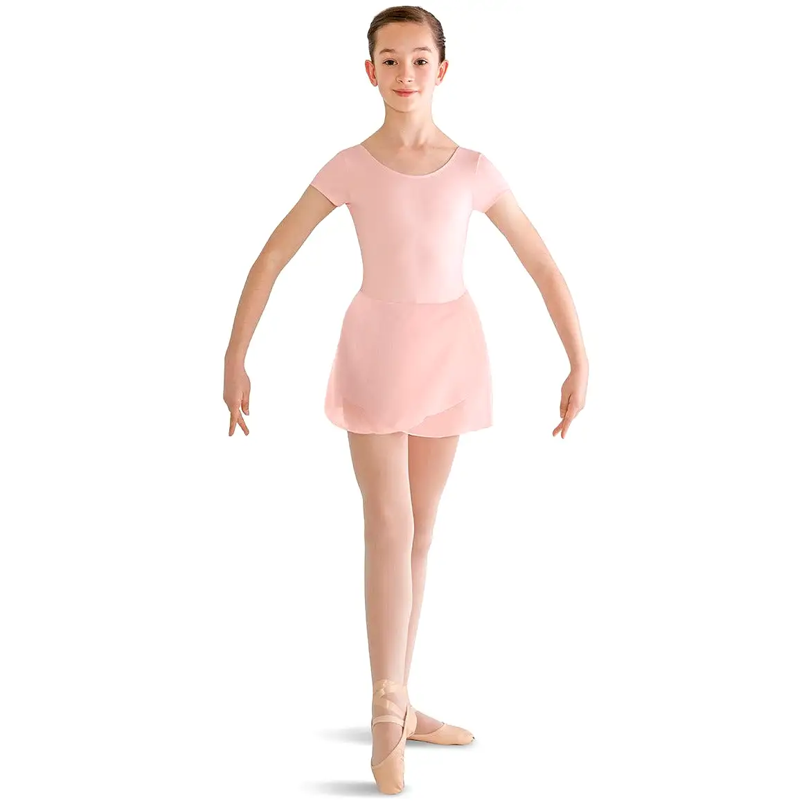 Child Basic Short Sleeve Dance Dress - Pink