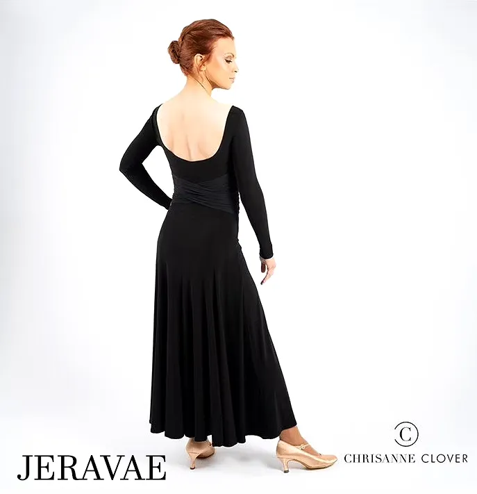 Chrisanne Clover Noemi Ballroom Practice Dress with Stretch Net Cross Detail at Waist Available in Forest Green and Black PRA 94