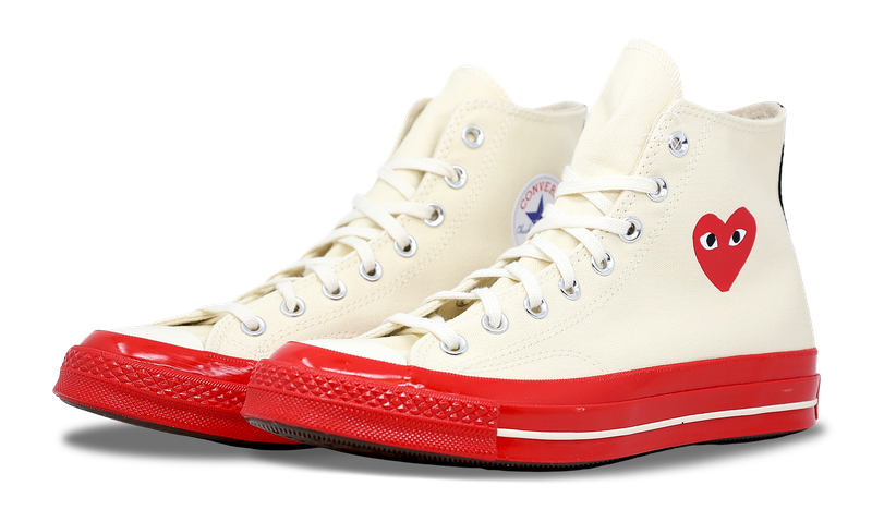 Converse Chuck Taylor All-Star 70 Hi Comme des Garcons PLAY Egret Red Midsole