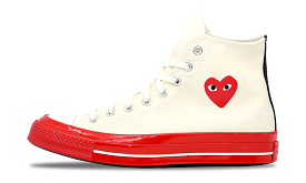 Converse Chuck Taylor All-Star 70 Hi Comme des Garcons PLAY Egret Red Midsole