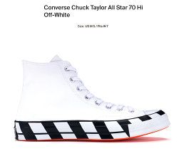 Converse Chuck Taylor All Star 70 Hi Off-White - 7w - Custom Order - Invoice 1 of 2