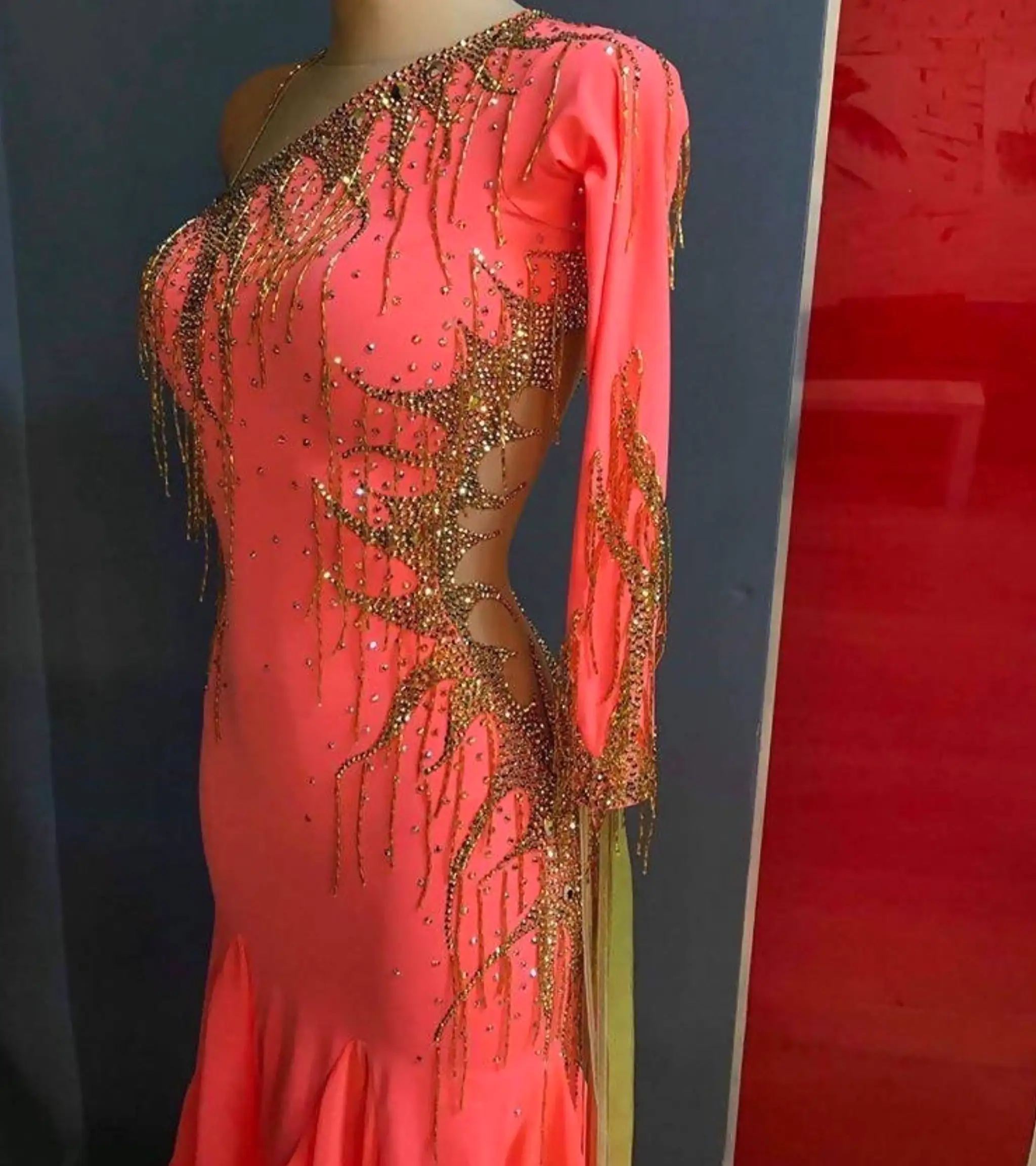 Coral Crush Ballroom Dress