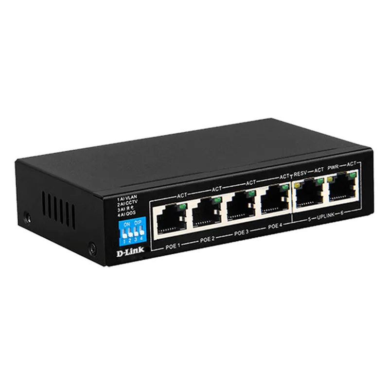 D-Link 6-Port PoE Switch with 4 Long Reach 250m PoE Ports 2 Uplink Ports