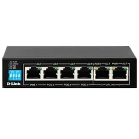 D-Link 6-Port PoE Switch with 4 Long Reach 250m PoE Ports 2 Uplink Ports