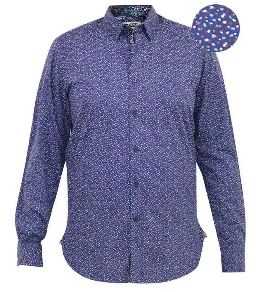 D555 Mens Long Sleeve Shirt With Micro All Over Print (VALENCE)