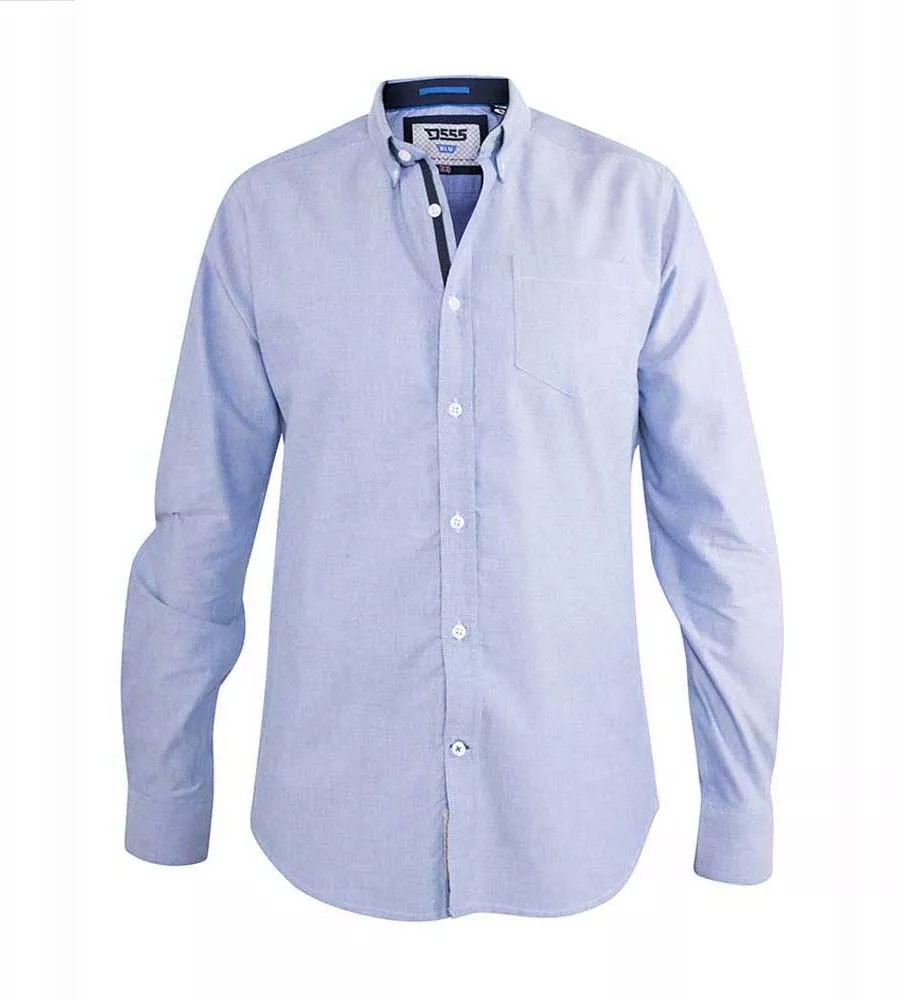 D555 Mens Long Sleeve Sky Blue Oxford Shirt With Chest Pocket (CLARENCE-1)