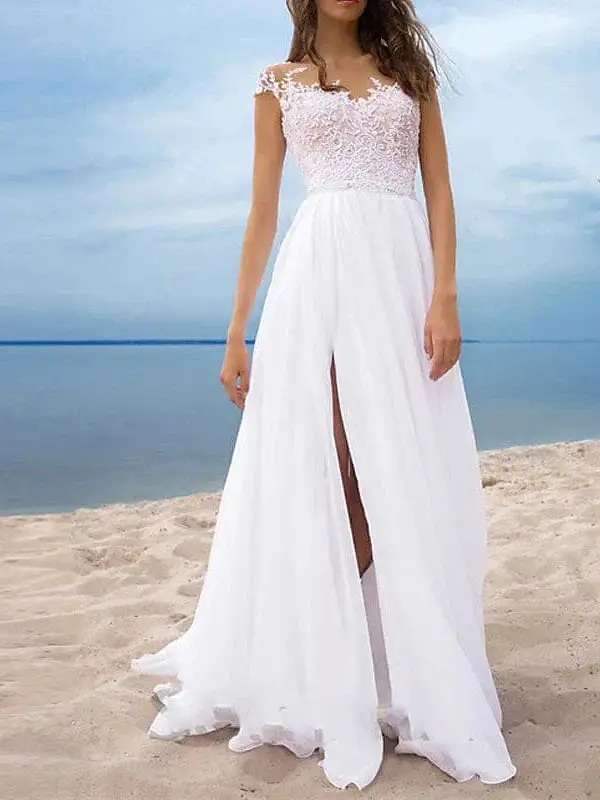 Elegant Women's Sleeveless White Lace Maxi Dress