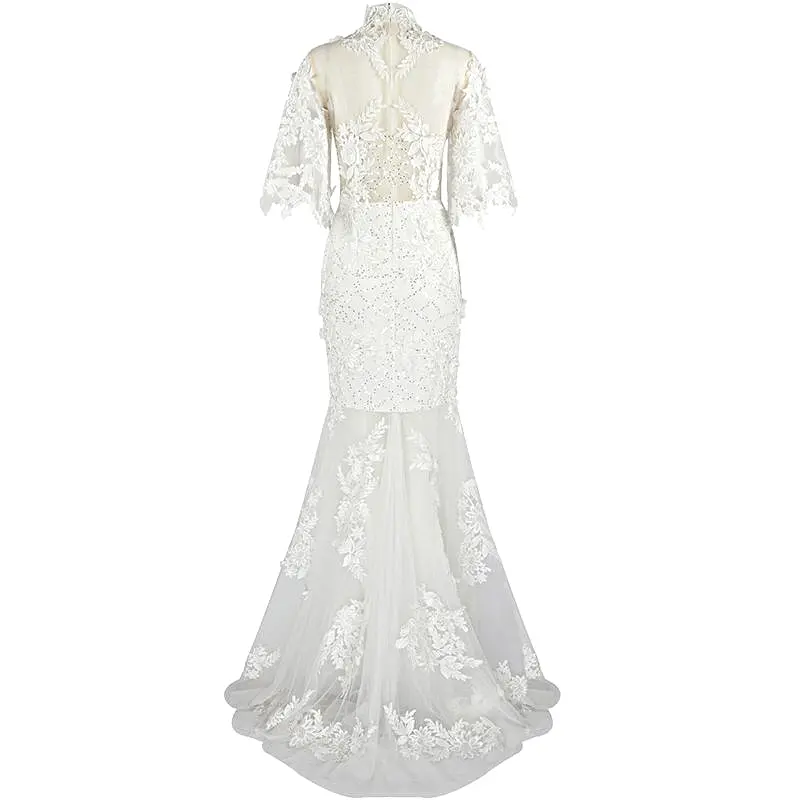 Elly White Lace Maxi Gown