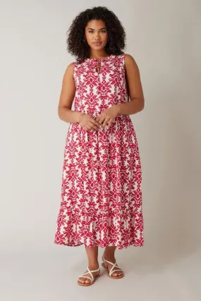 EVANS Curve Red Paisley Print Midi Dress