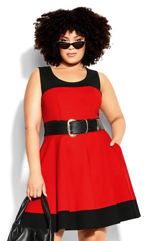 Evans Red & Black Skater Mini Dress