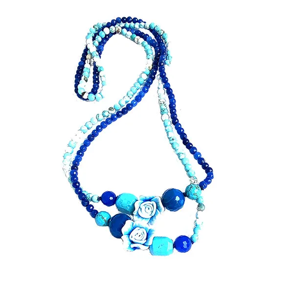 Fantasy long necklace with two elements model 0218