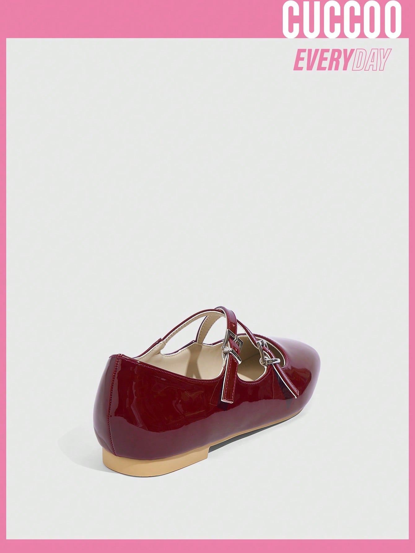 Fashionable Burgundy Mary Jane Style Woman Shoes Flat Shoes For Spring And Summer