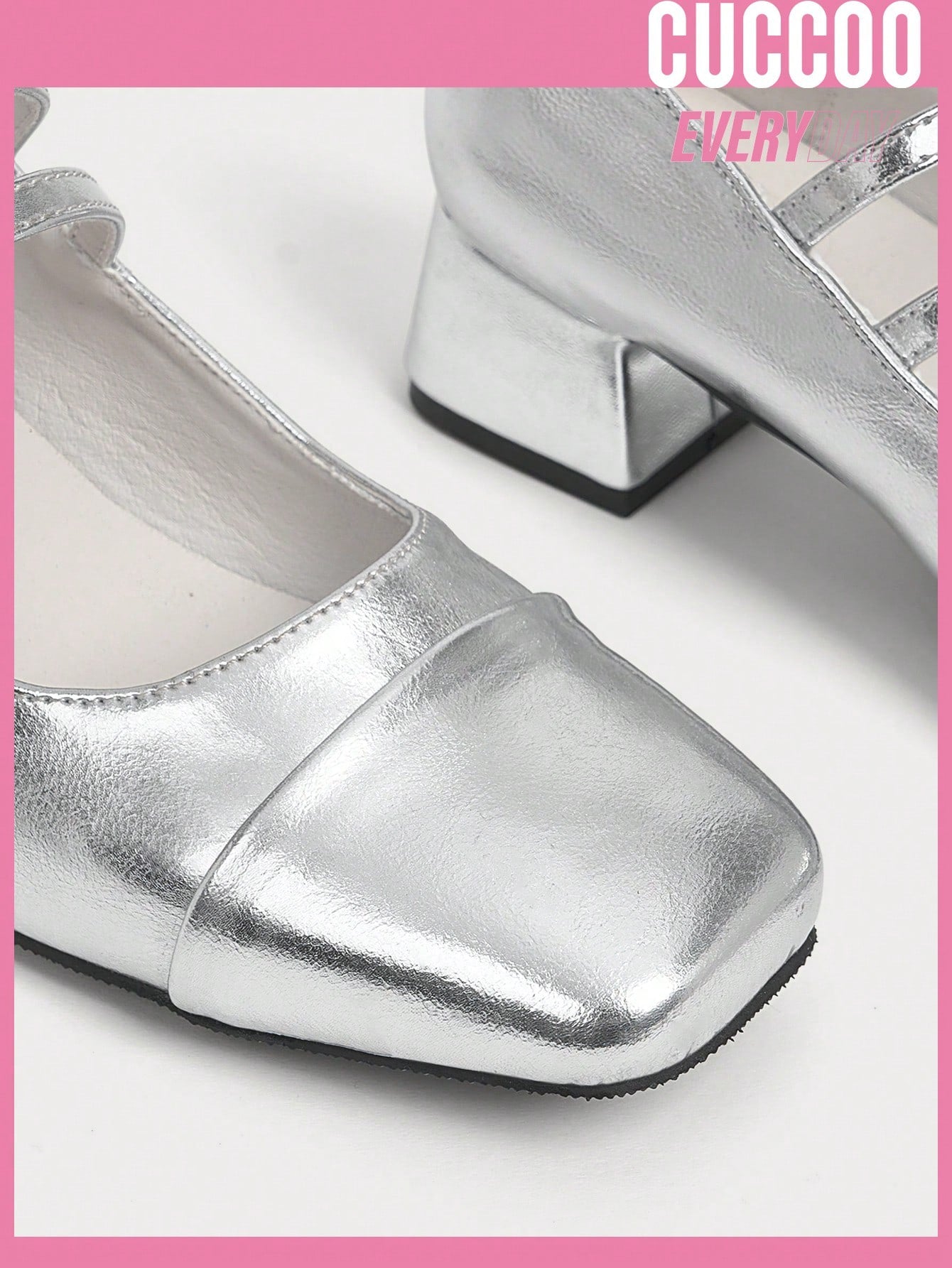 Fashionable Woman Shoes Silver Low-Heeled Mary Jane Shoes For Spring And Summer