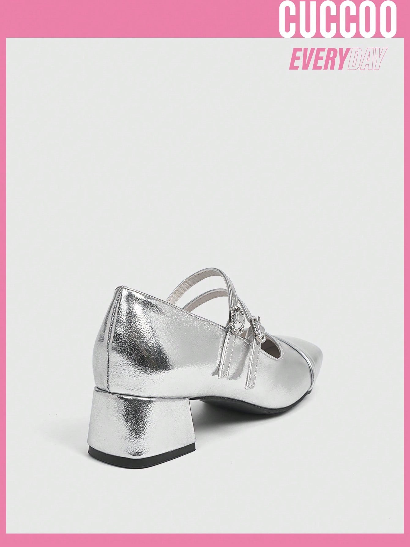 Fashionable Woman Shoes Silver Low-Heeled Mary Jane Shoes For Spring And Summer