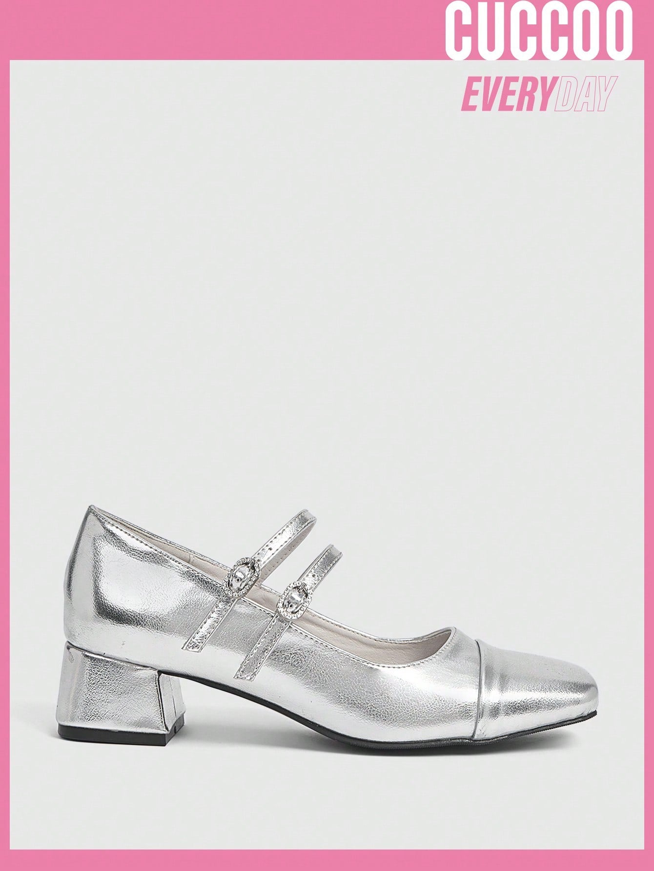 Fashionable Woman Shoes Silver Low-Heeled Mary Jane Shoes For Spring And Summer