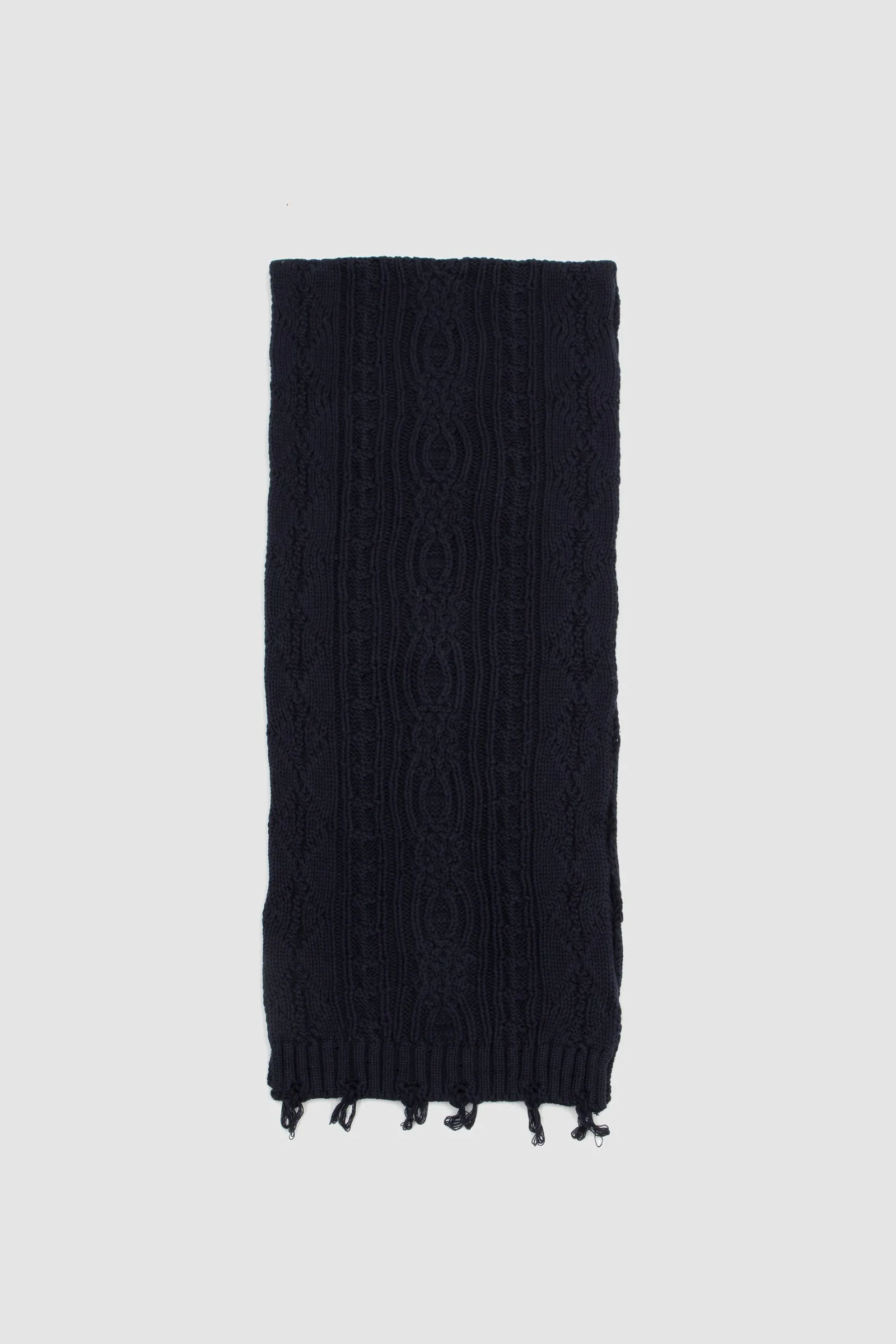 FOUND Distressed Cable Knit Scarf Navy