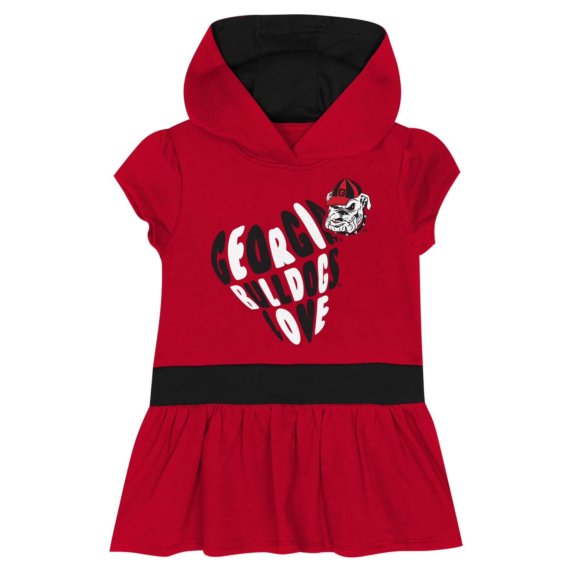 Girls Toddler Red Georgia Bulldogs Team Love French Terry Hoodie Dress