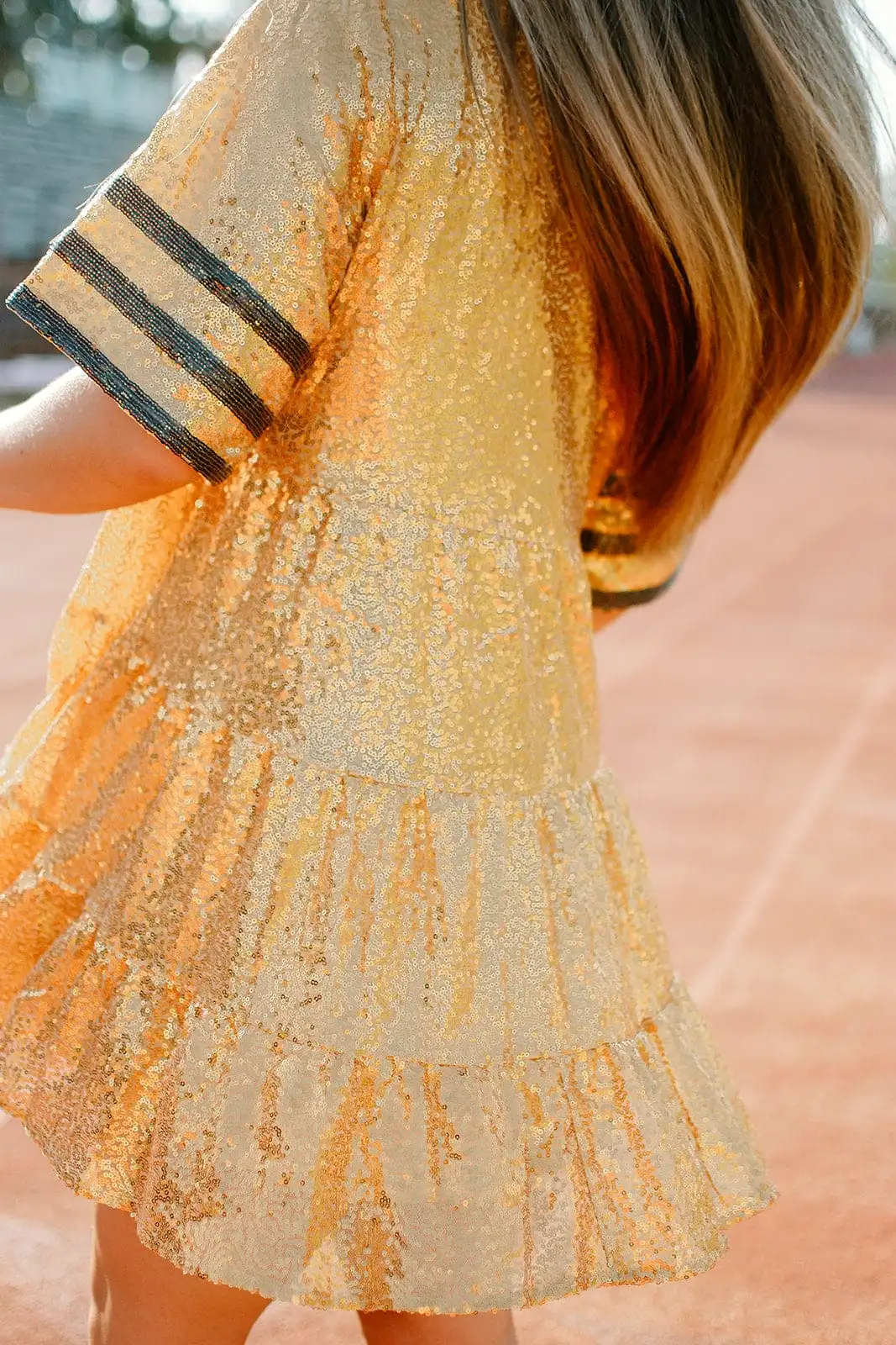 Gold & Black Jersey Sequin Dress