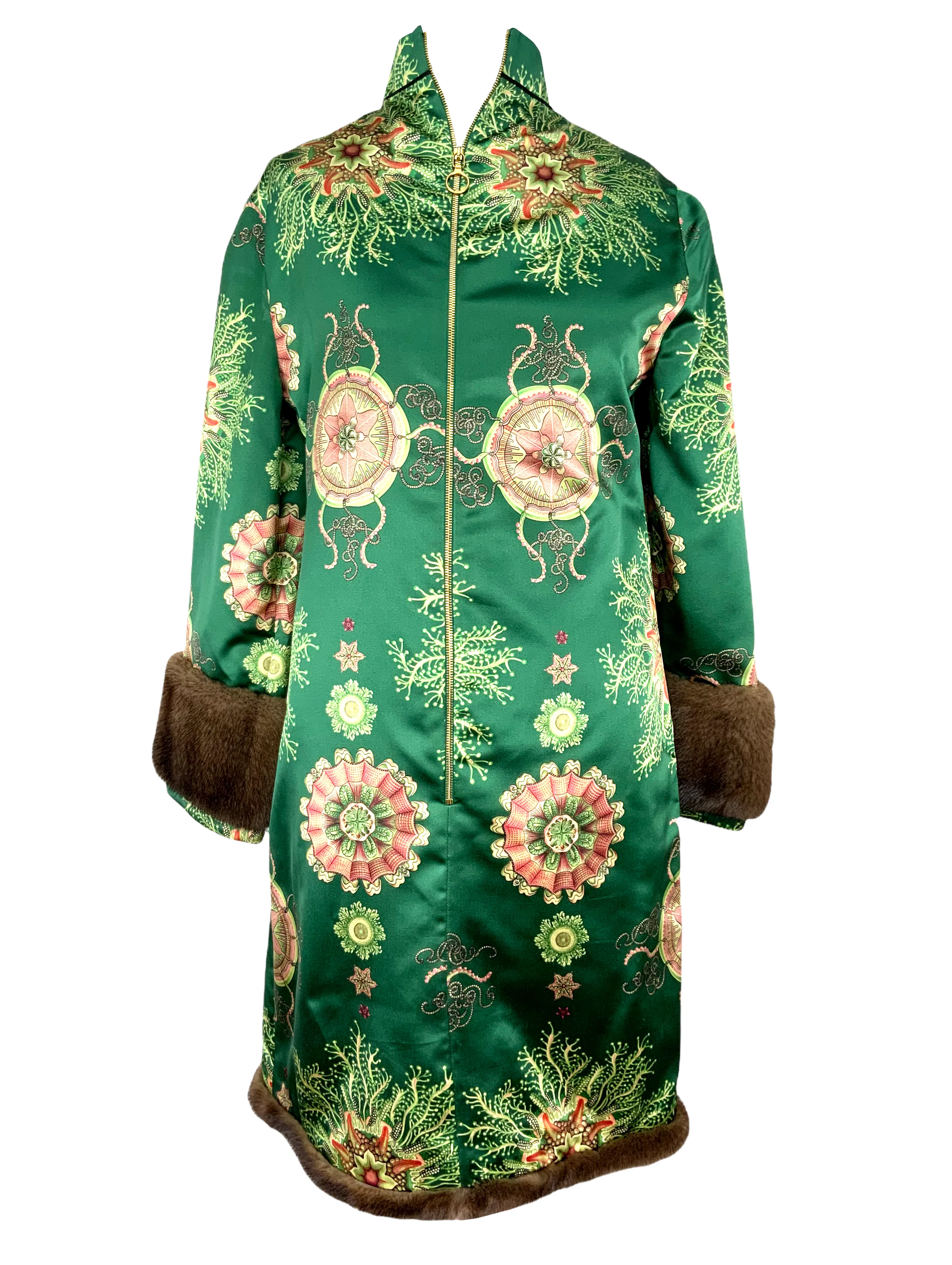 Gucci Printed Silk Cheongsam Dress Size M