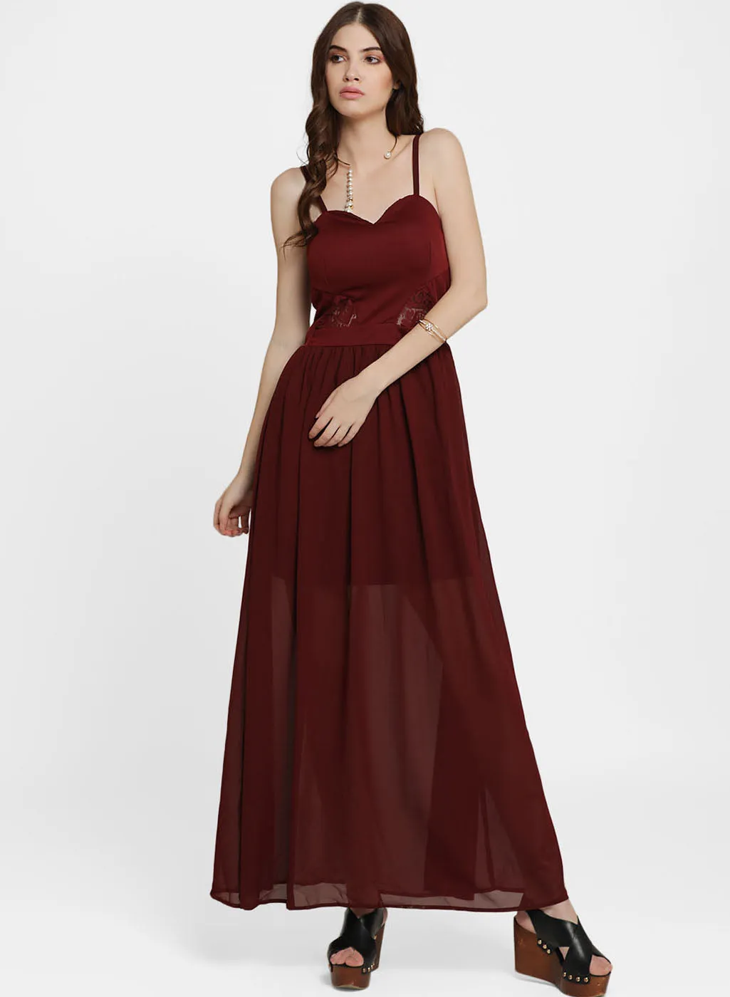 Hannah Lace Sweetheart Neck Maxi Dress