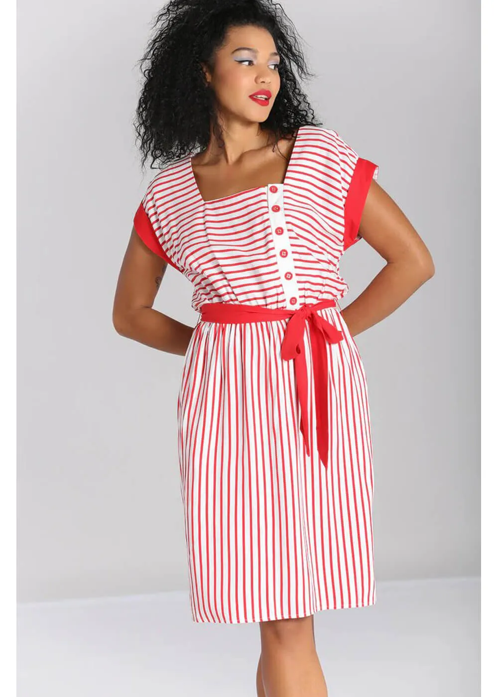 Hell Bunny Ahoy Stripe 40's Dress Red