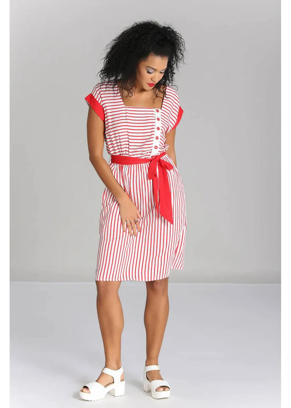 Hell Bunny Ahoy Stripe 40's Dress Red