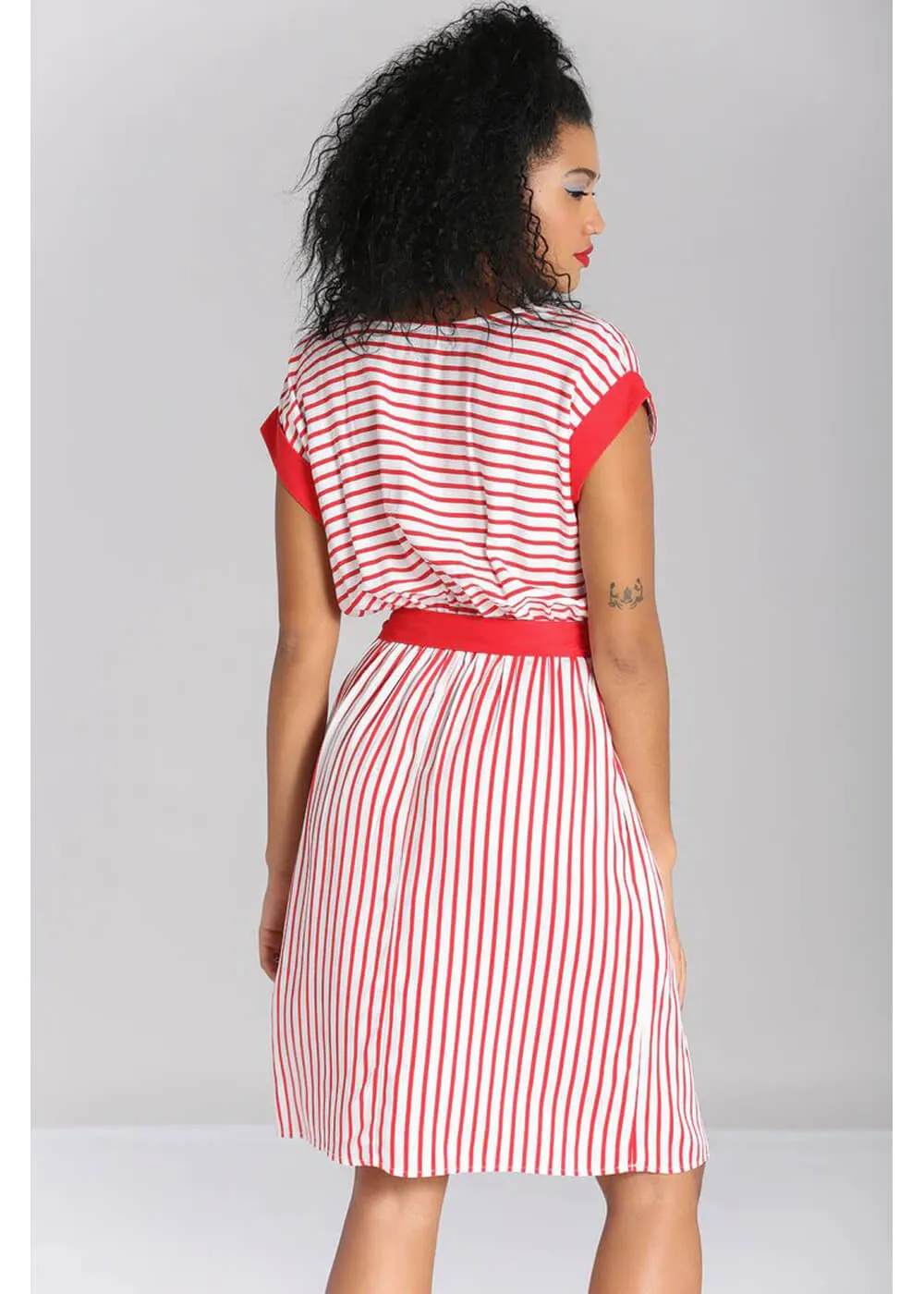 Hell Bunny Ahoy Stripe 40's Dress Red