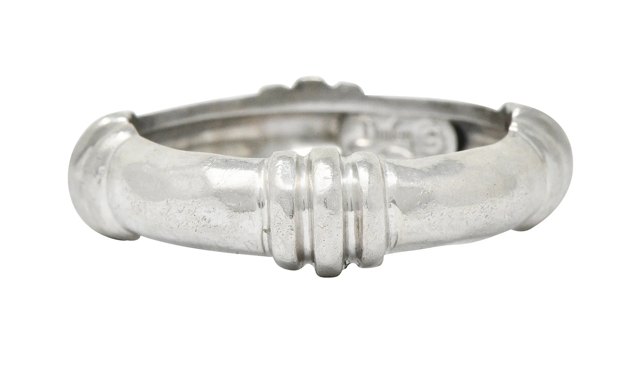 Henry Dunay Vintage Platinum Hammered Band Ring Circa 1990s